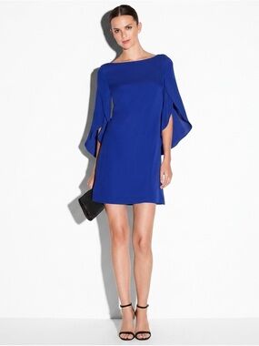 MILLY Royal Blue Split Bell Sleeve Mini Shift Dress Size 4 NWOT
